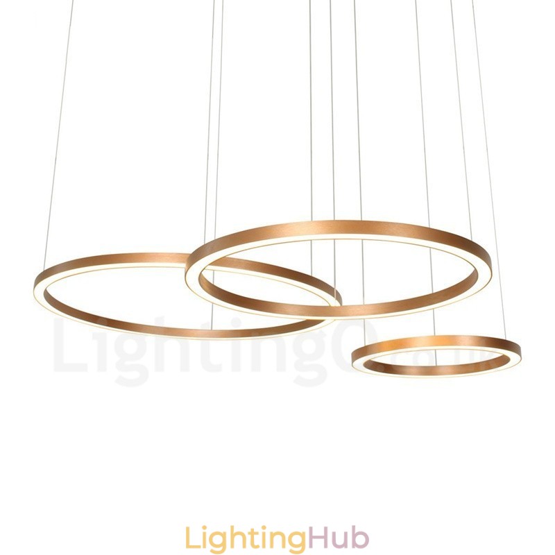Wi Fi Smart Dimmable Gold Rose Gold Modern Contemporary 3 Rings Light Aluminum Alloy Pendant Light with Acrylic Shade