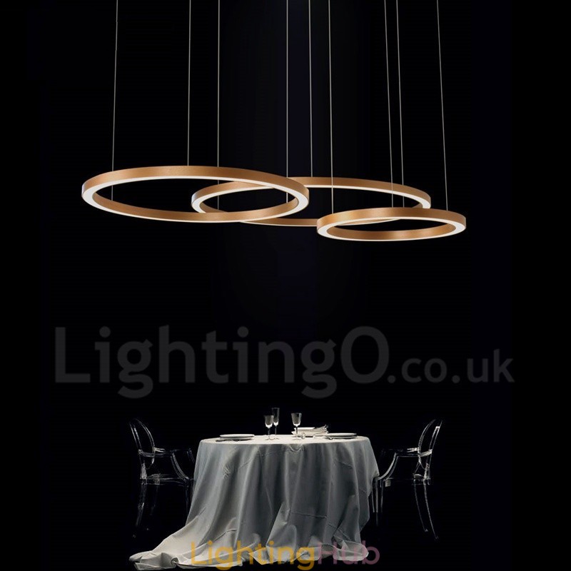 Wi Fi Smart Dimmable Gold Rose Gold Modern Contemporary 3 Rings Light Aluminum Alloy Pendant Light with Acrylic Shade