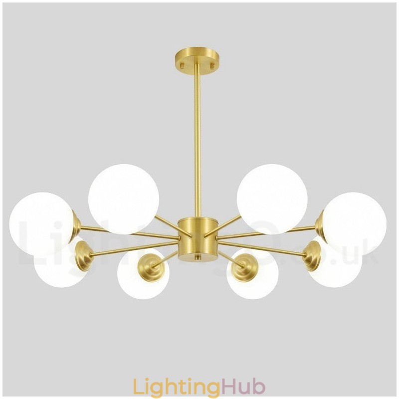 8 Light Pure Brass Northern Europe Bean Chandelier Modern Metal Molecules Pendant Light