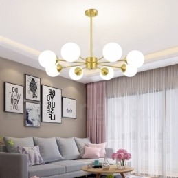 8 Light Pure Brass Northern Europe Bean Chandelier Modern Metal Molecules Pendant Light