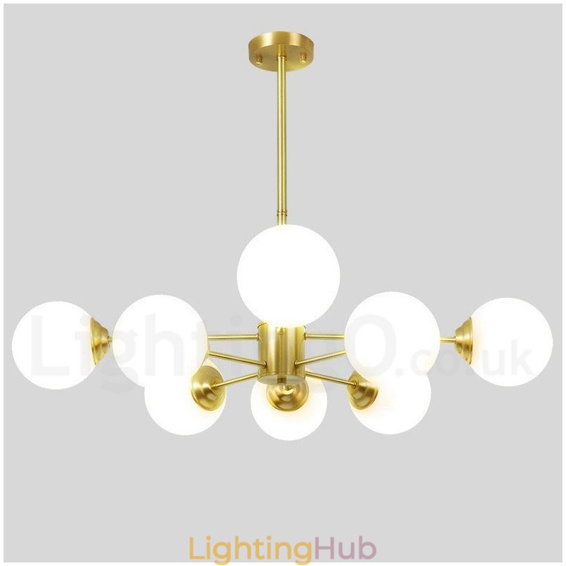 8 Light (4+4 Light) Two Tiers Pure Brass Northern Europe Bean Chandelier Modern Metal Molecules Pendant Light