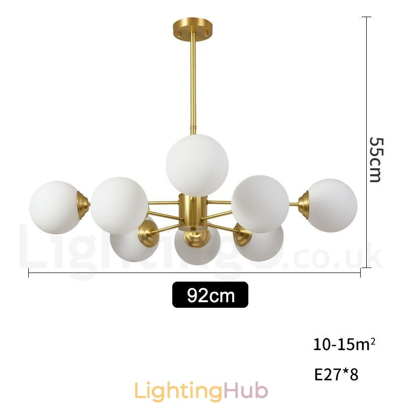 8 Light (4+4 Light) Two Tiers Pure Brass Northern Europe Bean Chandelier Modern Metal Molecules Pendant Light