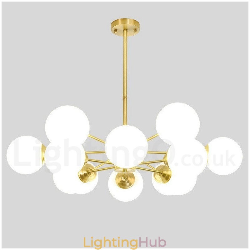 12 Light (6+6 Light) Two Tiers Pure Brass Northern Europe Bean Chandelier Modern Metal Molecules Pendant Light