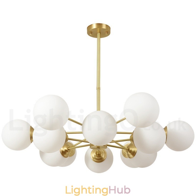 12 Light (6+6 Light) Two Tiers Pure Brass Northern Europe Bean Chandelier Modern Metal Molecules Pendant Light