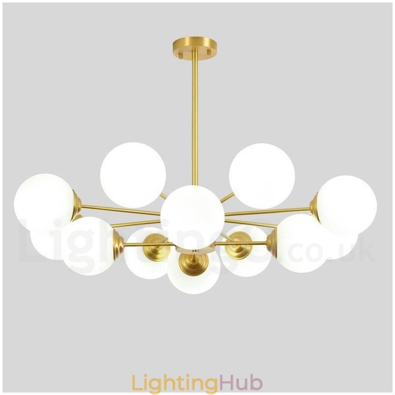 12 Light (8+4 Light) Two Tiers Pure Brass Northern Europe Bean Chandelier Modern Metal Molecules Pendant Light