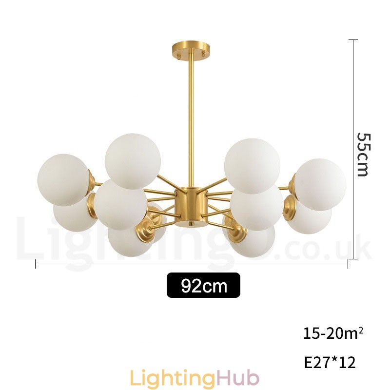 12 Light (8+4 Light) Two Tiers Pure Brass Northern Europe Bean Chandelier Modern Metal Molecules Pendant Light