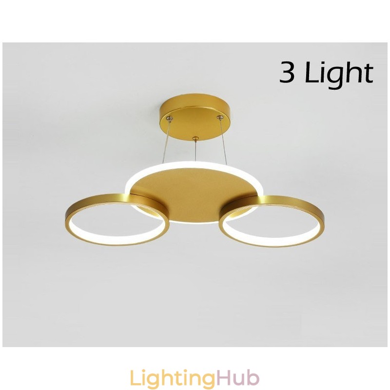 Gold Modern Contemporary Nordic Style Circle Ceiling Chandelier with Remote Control Also Can Be Used As Wall Light