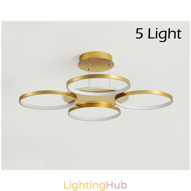 Gold Modern Contemporary Nordic Style Circle Ceiling Chandelier with Remote Control Also Can Be Used As Wall Light