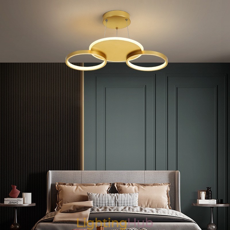 Gold Modern Contemporary Nordic Style Circle Ceiling Chandelier with Remote Control Also Can Be Used As Wall Light