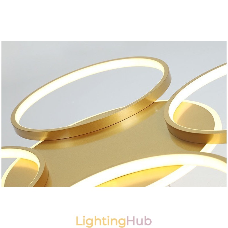 Gold Modern Contemporary Nordic Style Circle Ceiling Chandelier with Remote Control Also Can Be Used As Wall Light