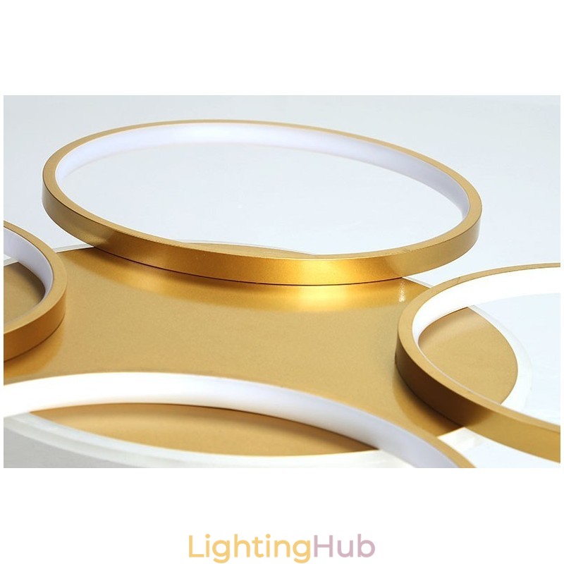 Gold Modern Contemporary Nordic Style Circle Ceiling Chandelier with Remote Control Also Can Be Used As Wall Light