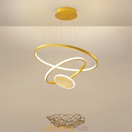 Three Circles Modern Design Three Rings Gold Pendant Light with Remote Control Three Circles Modern Design Three Rings Gold Pendant Light with Remote Control