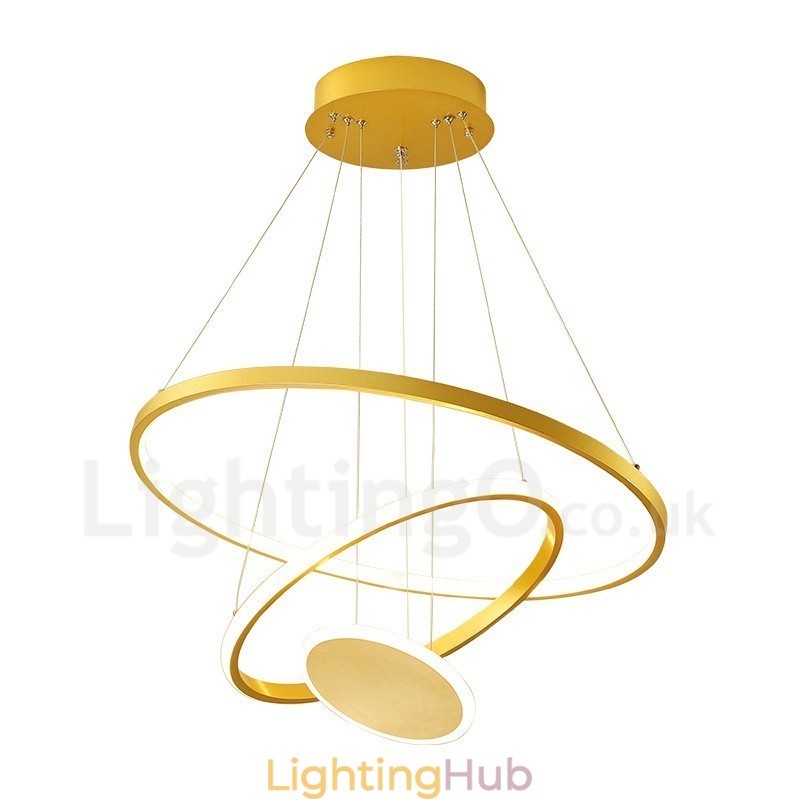 Three Circles Modern Design Three Rings Gold Pendant Light with Remote Control