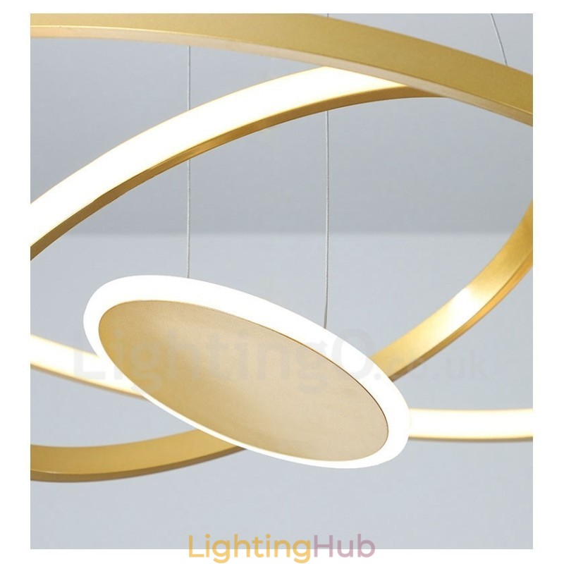 Three Circles Modern Design Three Rings Gold Pendant Light with Remote Control