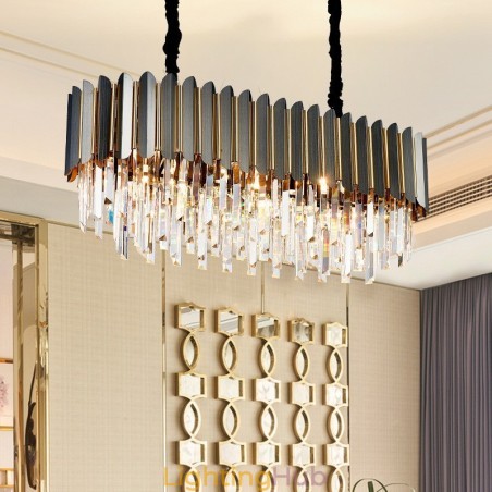 Luxury Postmodern Black and Gold Round K9 Crystal Pendant Chandelier Luxury Postmodern Black and Gold Round K9 Crystal Pendant Chandelier
