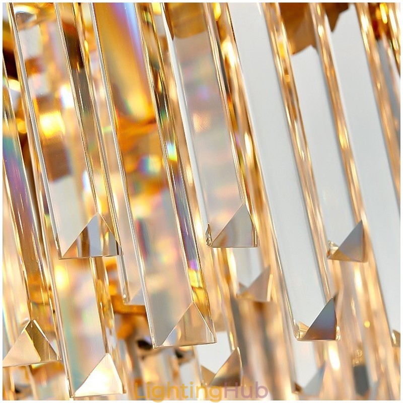 Luxury Postmodern Black and Gold Round K9 Crystal Pendant Chandelier