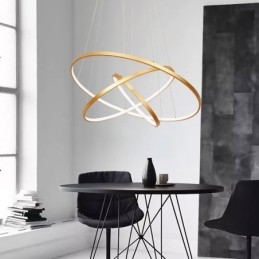Dimmable Pendant Light with Remote Control Gold Modern Design Three Rings