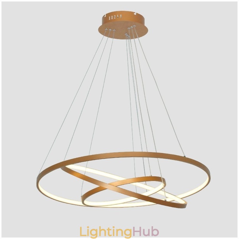Dimmable Pendant Light with Remote Control Gold Modern Design Three Rings
