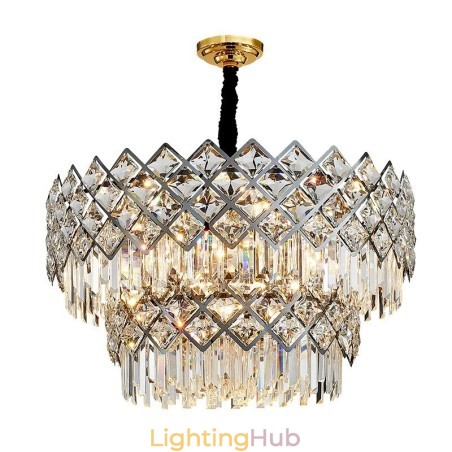 Two Tiers Luxury Postmodern Black and Gold Round K9 Crystal Pendant Chandelier Two Tiers Luxury Postmodern Black and Gold Round K9 Crystal Pendant Chandelier