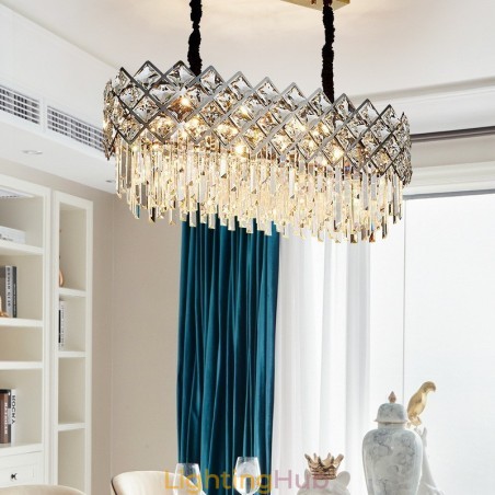 Luxury Postmodern Silver Round K9 Crystal Pendant Chandelier Luxury Postmodern Silver Round K9 Crystal Pendant Chandelier