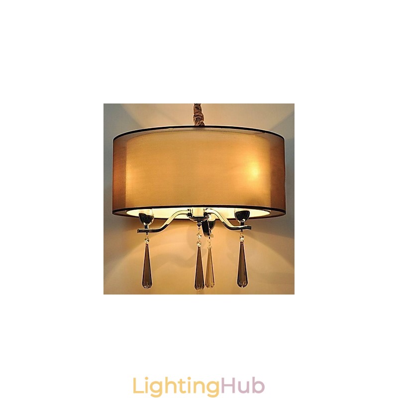 Simple Wrought Iron Crystal Chandelier 6 Lights