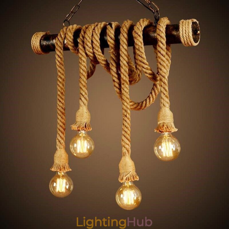 Vintage Traditional Classic Nordic Style Hemp Rope Chandelier