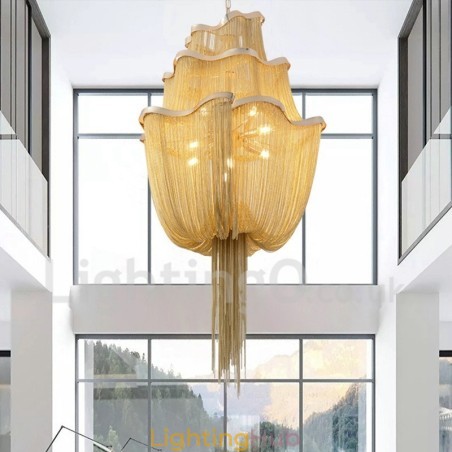 Tassels Chandelier Designer Pendant Light Silver Gold Colour Tassels Chandelier Designer Pendant Light Silver Gold Colour