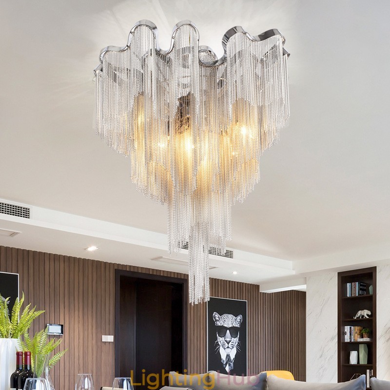 Tassels Chandelier Designer Ceiling Light Silver Gold Colour