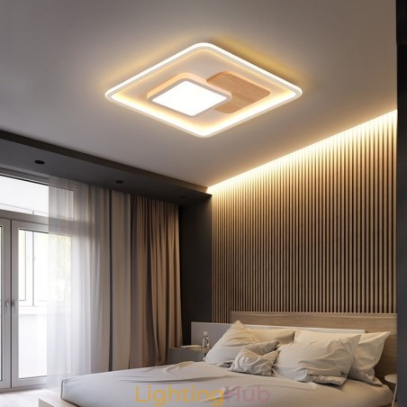 Wood Dimmable Modern Contemporary Nordic Style Square Flush Mount Ceiling Lights with Remote Control Also Can Be Used As Wall Light Wood Dimmable Modern Contemporary Nordic Style Square Flush Mount Ceiling Lights with Remote Control Also Can Be Used As Wall Light