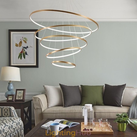 Large 4 Rings 5 Rings Black White Gold Pendant Light Modern Design Large 4 Rings 5 Rings Black White Gold Pendant Light Modern Design