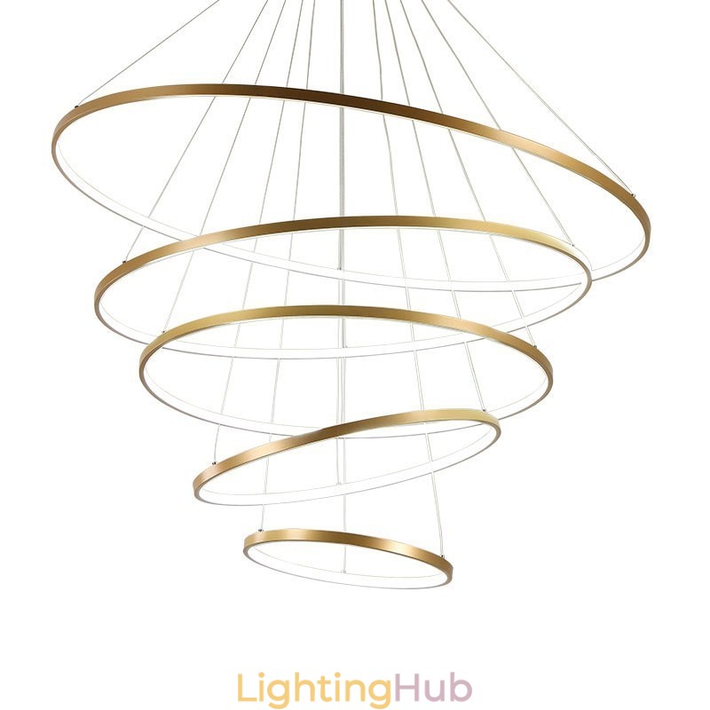 Large 4 Rings 5 Rings Black White Gold Pendant Light Modern Design