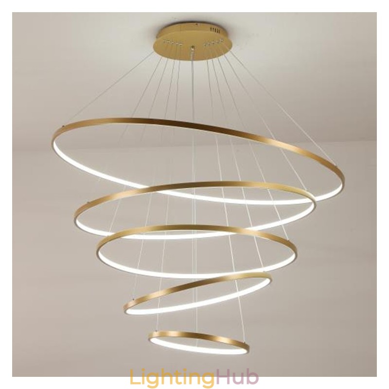 Large 4 Rings 5 Rings Black White Gold Pendant Light Modern Design