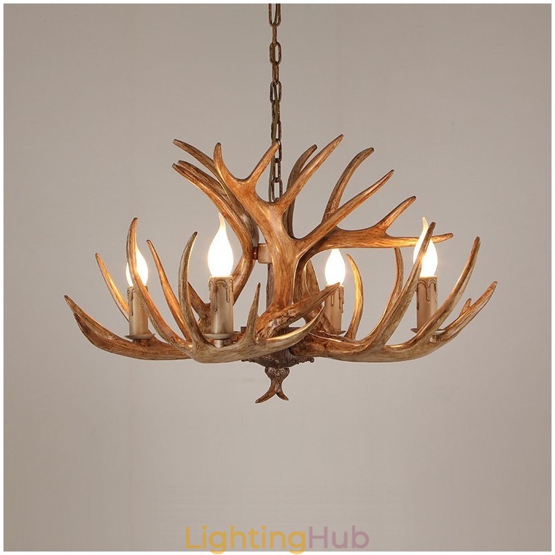 4 Light Rustic Artistic Retro Antler Antique Chandelier
