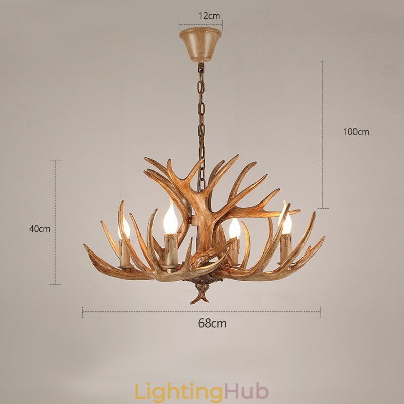 4 Light Rustic Artistic Retro Antler Antique Chandelier