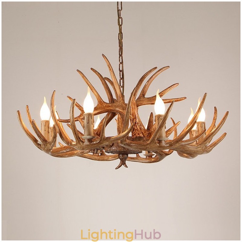 8 Light Rustic Artistic Retro Antler Antique Chandelier