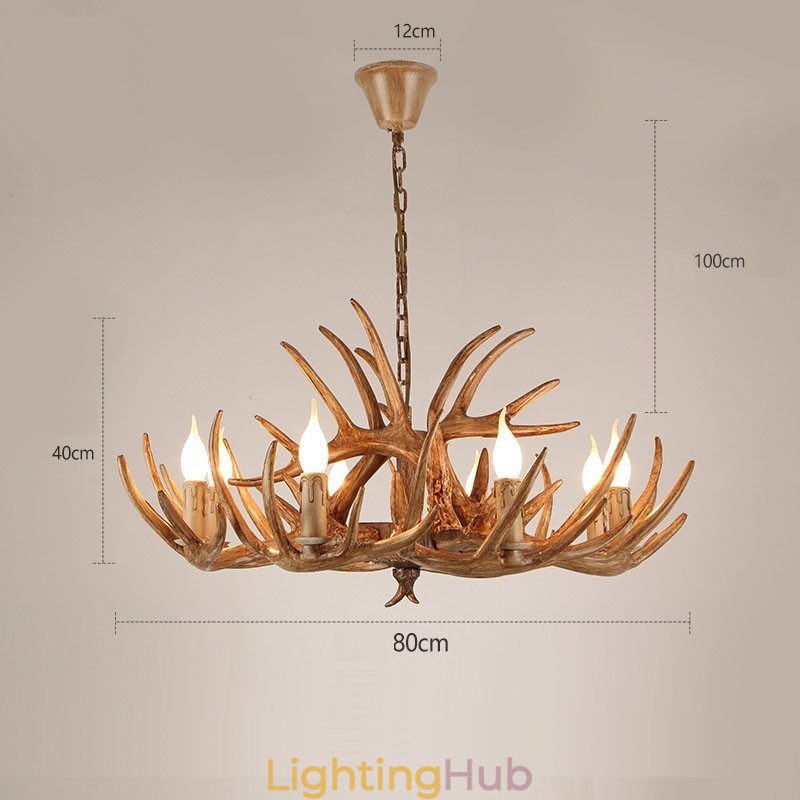 8 Light Rustic Artistic Retro Antler Antique Chandelier
