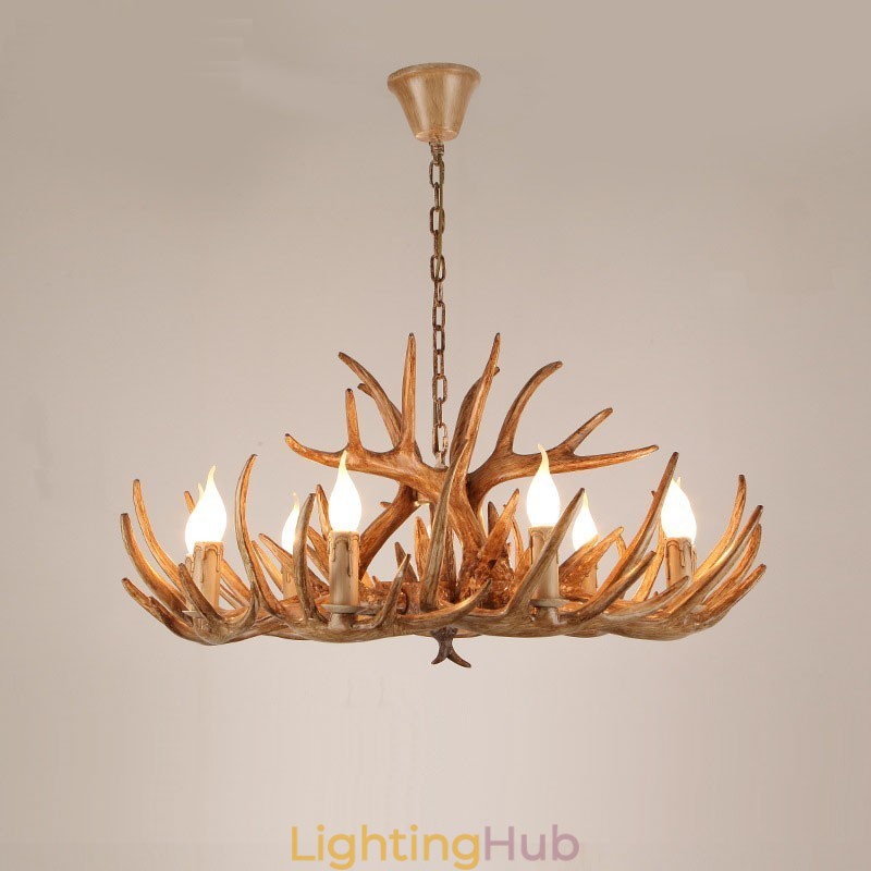 9 Light Two Tiers Rustic Artistic Retro Antler Antique Chandelier