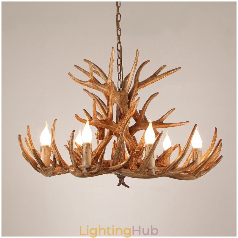 9 Light Three Tiers Rustic Artistic Retro Antler Antique Chandelier