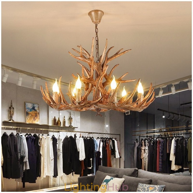 9 Light Three Tiers Rustic Artistic Retro Antler Antique Chandelier