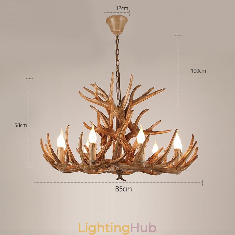 9 Light Three Tiers Rustic Artistic Retro Antler Antique Chandelier