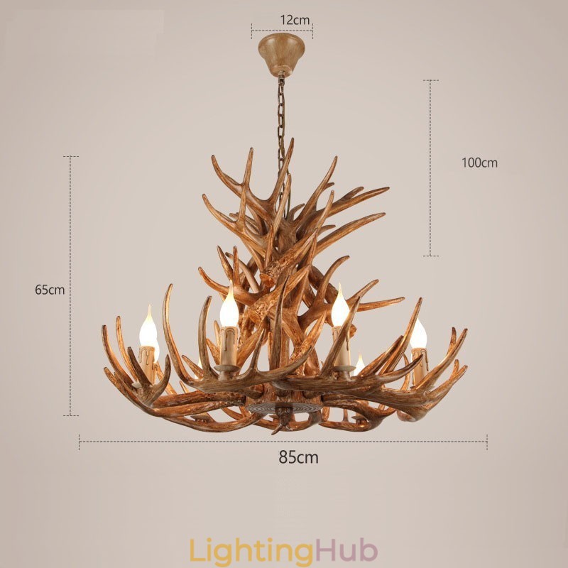 9 Light 4 Tiers Rustic Artistic Retro Antler Antique Chandelier