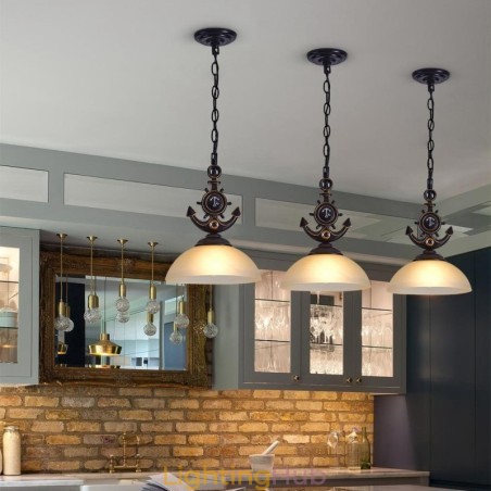 One Light Black Rustic Artistic Retro Antique Pendant Light with Glass Shade One Light Black Rustic Artistic Retro Antique Pendant Light with Glass Shade