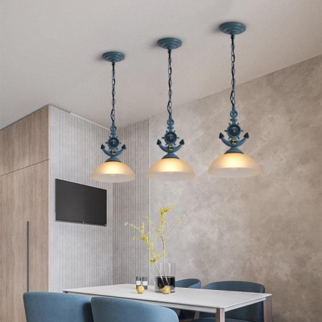 One Light Blue Rustic Artistic Retro Antique Pendant Light with Glass Shade One Light Blue Rustic Artistic Retro Antique Pendant Light with Glass Shade