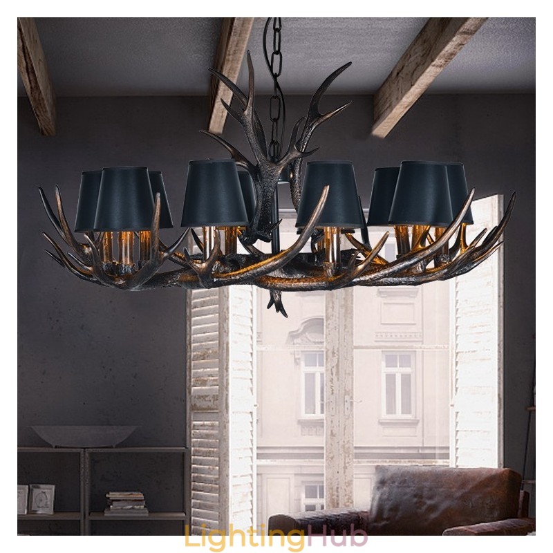 Retro Antler Antique Chandelier with Shades