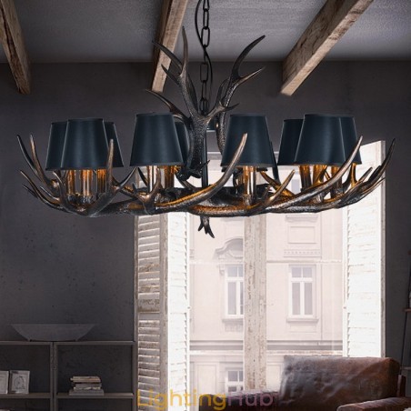 Retro Antler Antique Chandelier with Shades Retro Antler Antique Chandelier with Shades