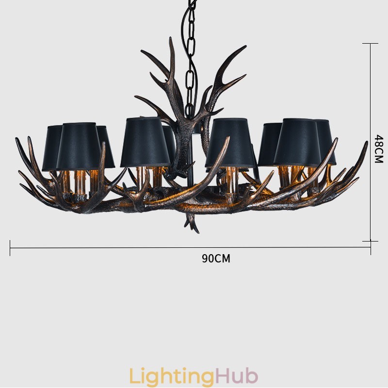 Retro Antler Antique Chandelier with Shades