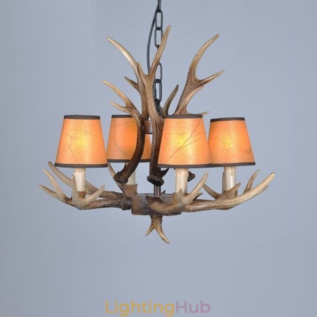 4 Light Rustic Artistic Retro Antler Antique Chandelier with Shades 4 Light Rustic Artistic Retro Antler Antique Chandelier with Shades