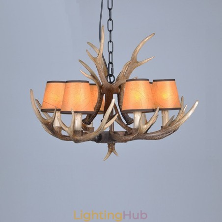6 Light Rustic Artistic Retro Antler Antique Chandelier with Shades 6 Light Rustic Artistic Retro Antler Antique Chandelier with Shades