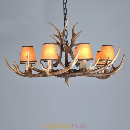 8 Light Rustic Artistic Retro Antler Antique Chandelier with Shades 8 Light Rustic Artistic Retro Antler Antique Chandelier with Shades