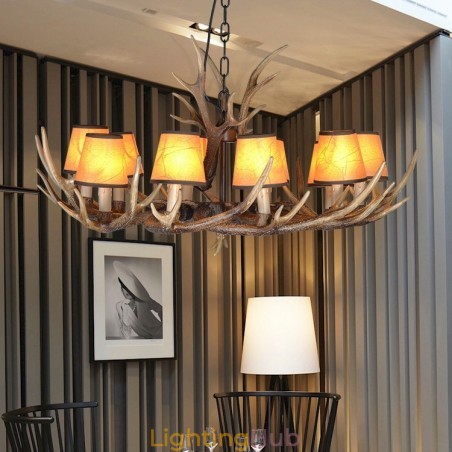 Retro Antler Antique Chandelier with Shades Retro Antler Antique Chandelier with Shades